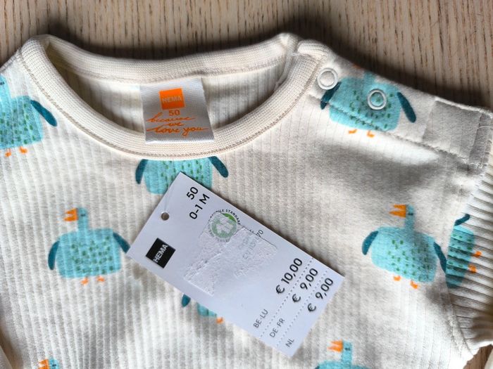 Pull fin côtelé / blanc et bleu Hema / taille 1 mois  50 cm - photo numéro 2