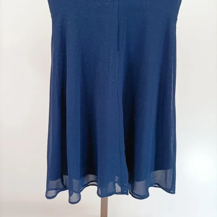 Robe bleu nuit Camaïeu taille 38 coupe fluide avec paillettes, décolleté V dos et devant A1232 - photo numéro 8