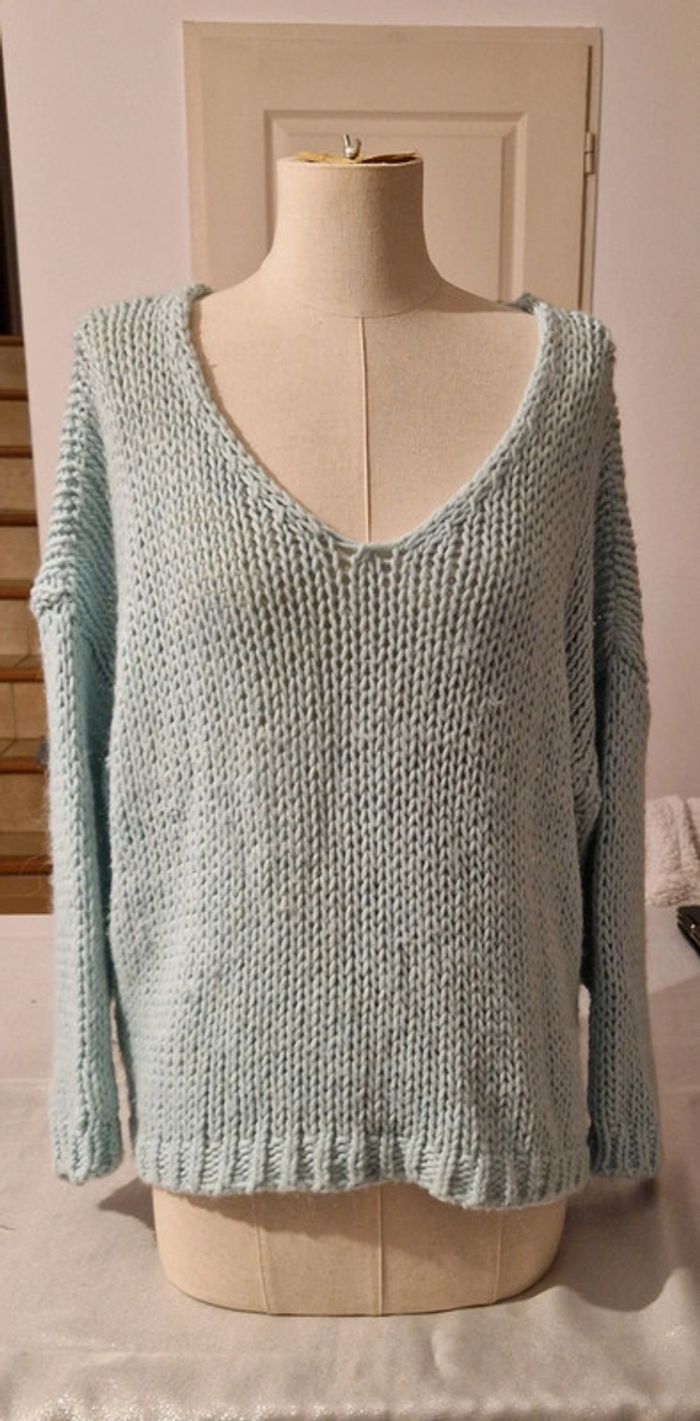 Pull Made in italy bleu clair grosse maille