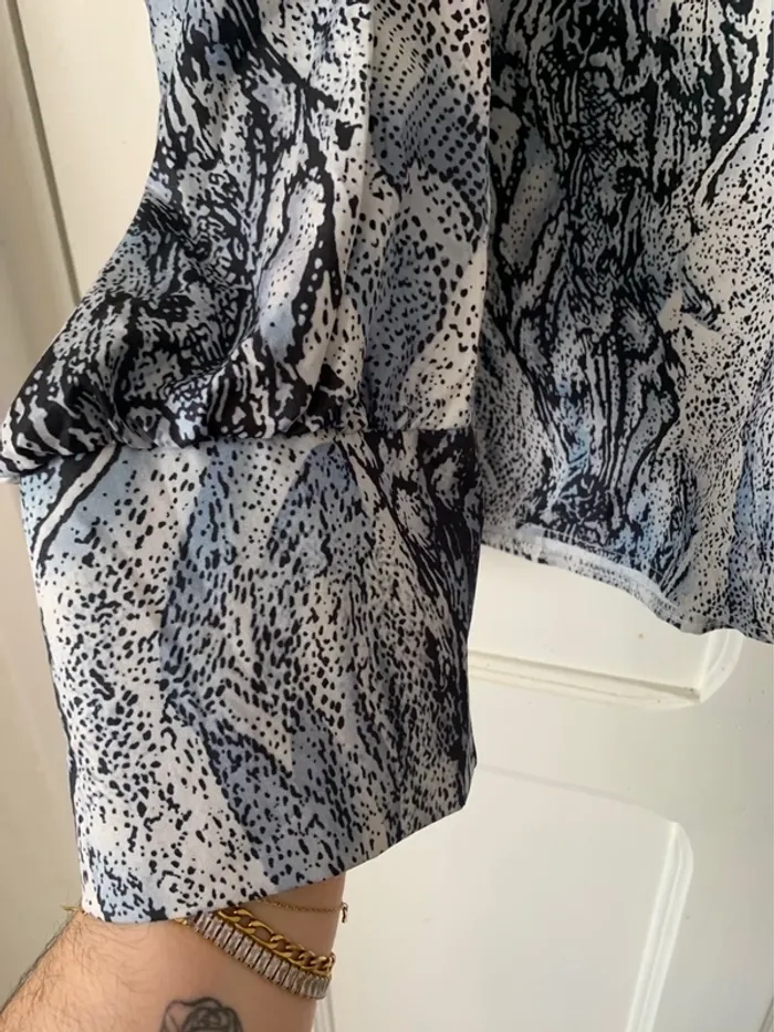Blouse à manches longues bouffante python bleu femme - Taille 3XL Shein Curve - photo numéro 4