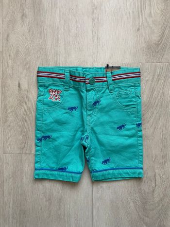 Pantacourt short bleu turquoise panthère 2 ans 