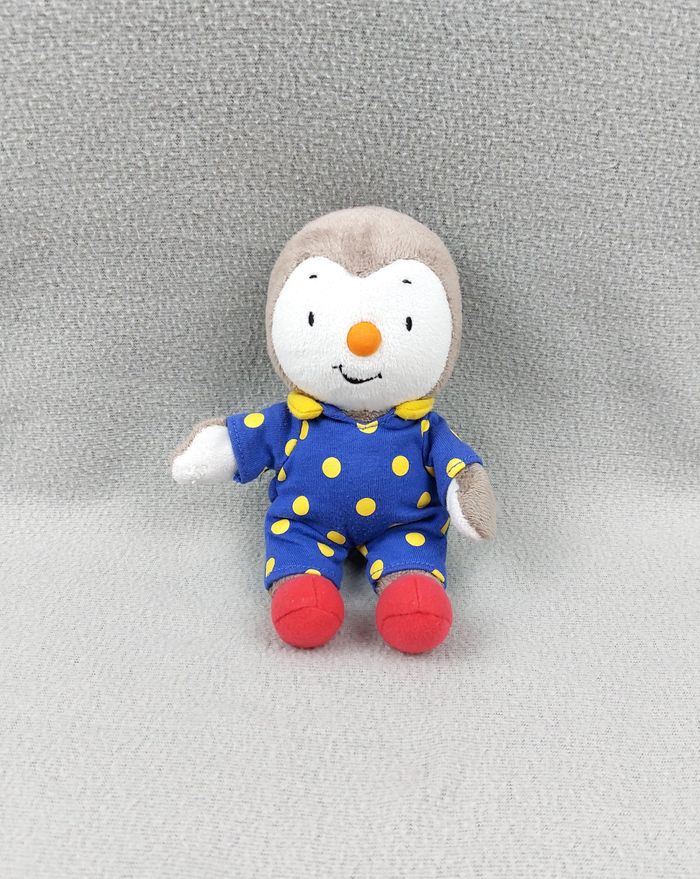 Doudou peluche Tchoupi JEMINI bleu pois jaune pieds rouge 19 cm SANS SON OURSON