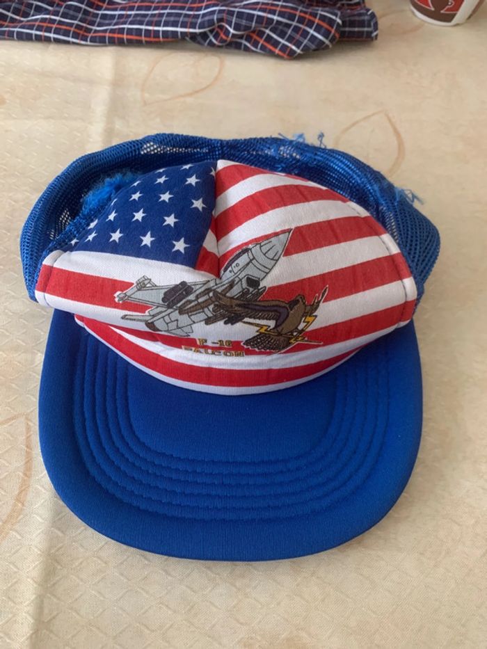 Casquette usa F-16 falcon bleu rouge blanc homme
