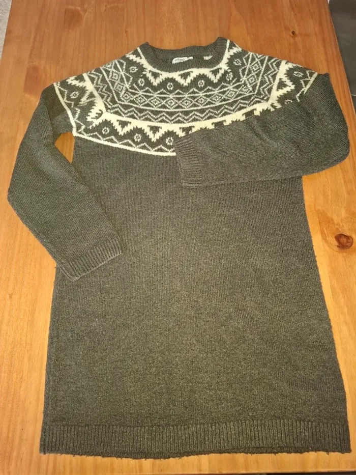 Robe pull gris et blanc Gémo 10 ans - photo numéro 4