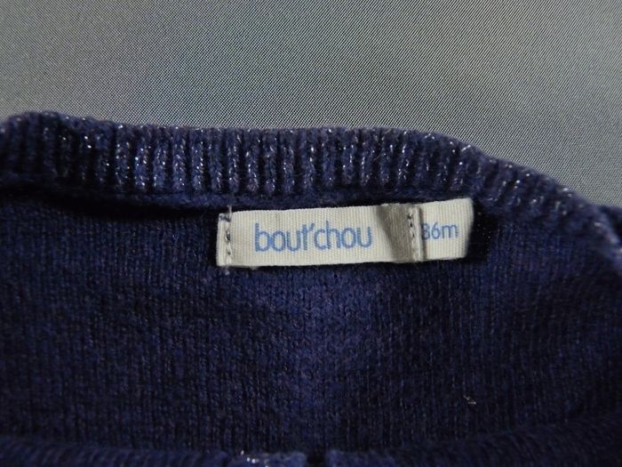 Gilet cardigan tricot fin bleu marine Bout'chou 3 ans 98 cm fille - photo numéro 2