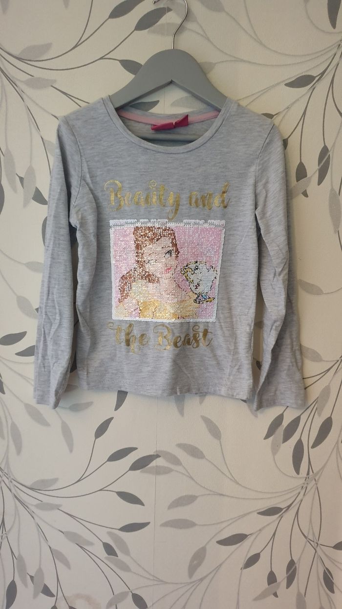 Tee-shirt manche longue la belle et la bête taille  5/6