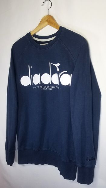 Sweat shirt Crew Neck bleu marine vintage Diadora Taille S