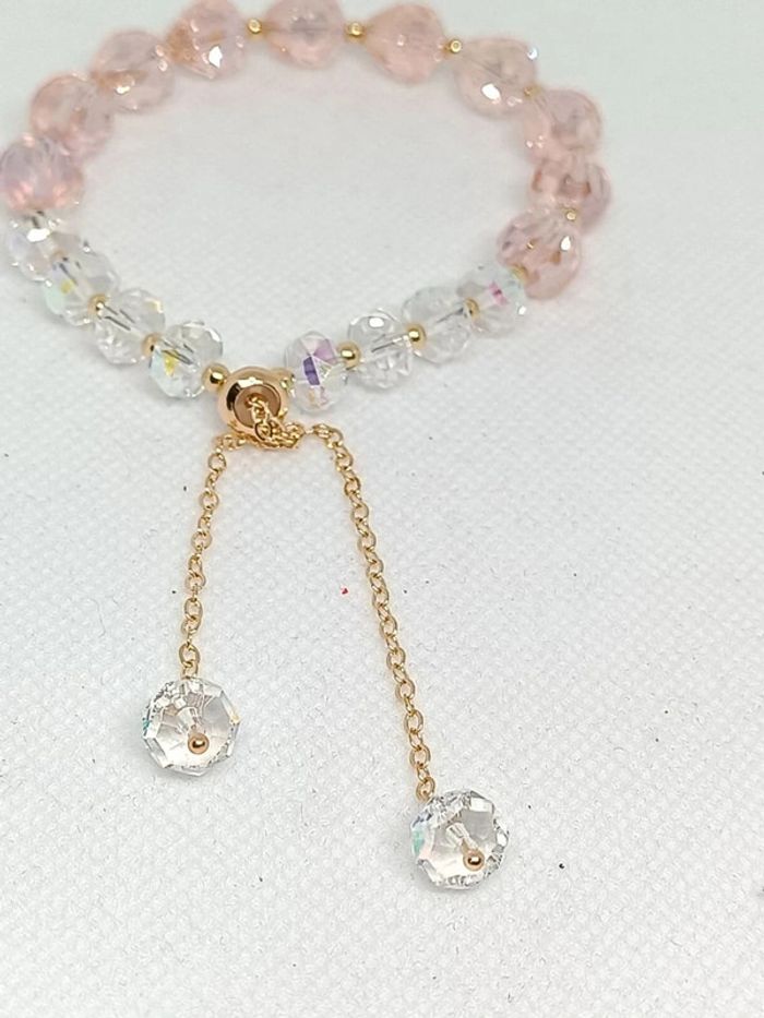 Bracelet perles blanches et Roses - photo numéro 2