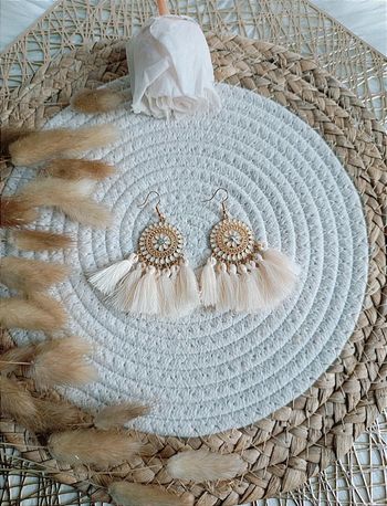 🌷Magnifiques boucles d'oreilles neuves crème or 🌷