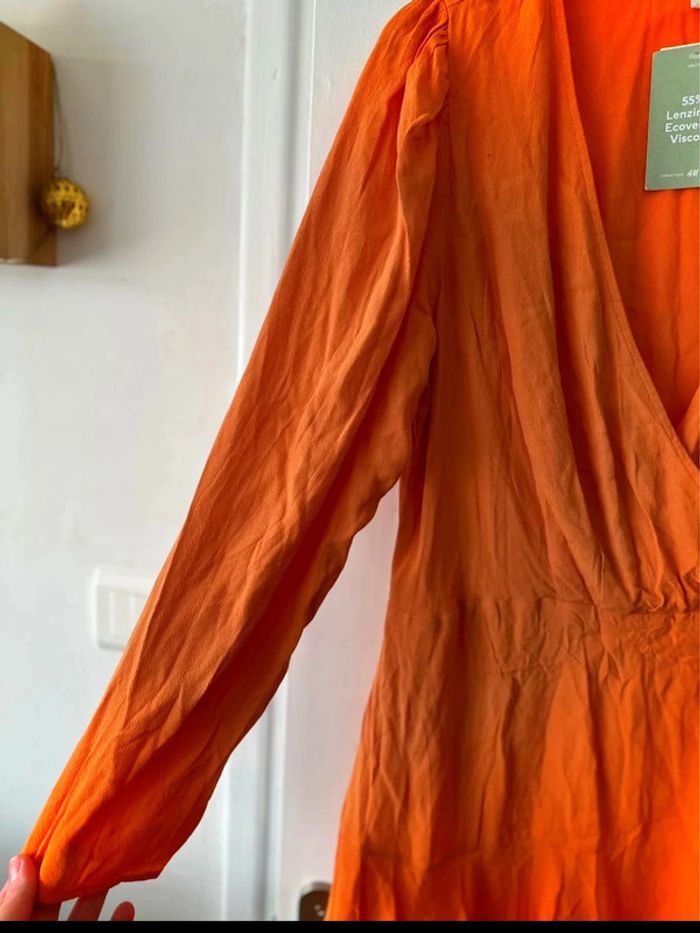 Robe courte manches longues cache-cœur orange taille L H&M - photo numéro 3