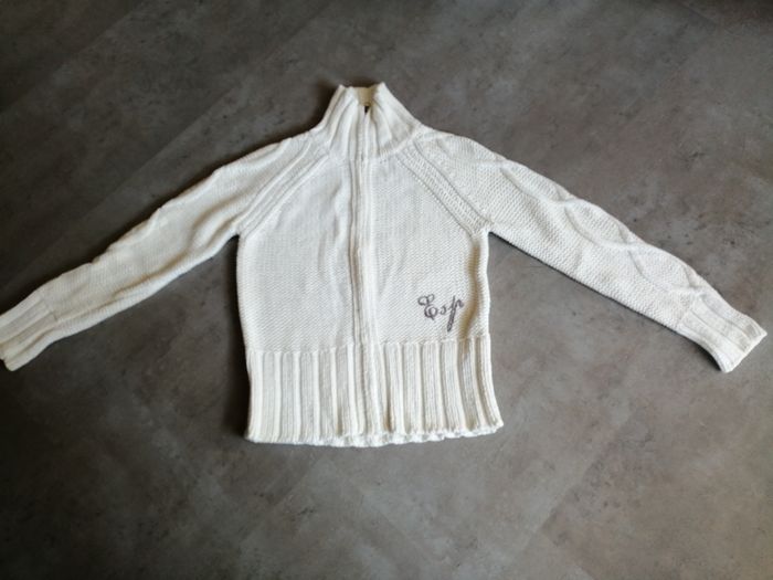 gilet zippé épais en coton blanc cassé Taille 40 Esprit