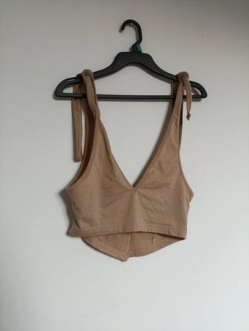Crop top beige à nouer vintage