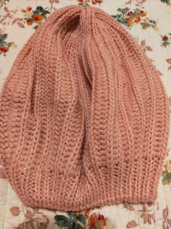 Bonnet fille taille unique rose pailleté