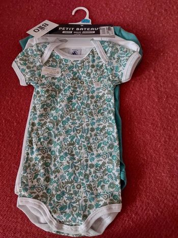 Lot de 3 bodies bébé Petit Bateau 6 mois neufs avec étiquette