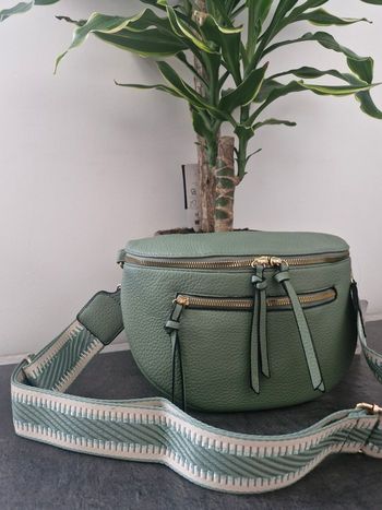 Sac banane simili cuir vert olive