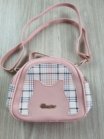 Sac à main bandoulière rose chat