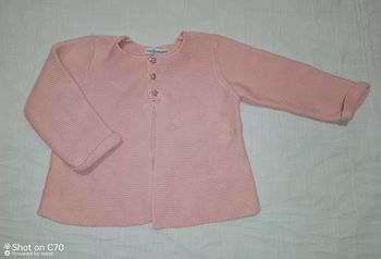 Vertbaudet gilet maille rose boutons étoiles 12 mois