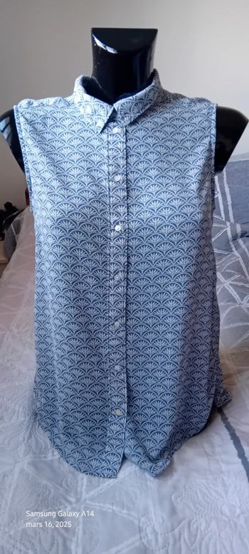 Blouse sans manches légère assymetrique motif floral bleu femme 38 h&m