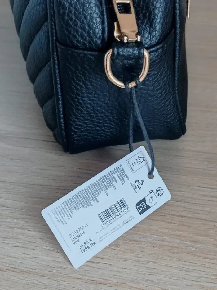 Pochette noir chevron similicuir / MOA - 25×17×8cm - photo numéro 5