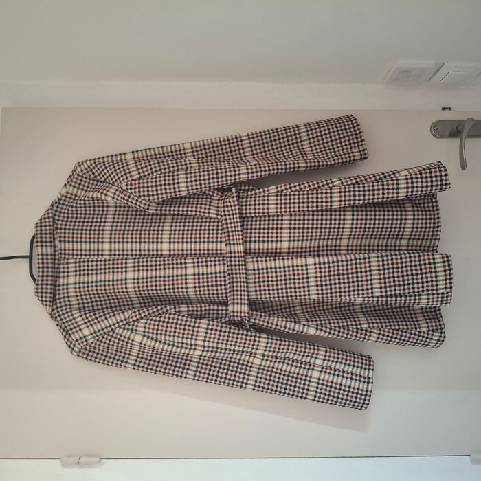 Veste longue femme à carreaux avec ceinture - Taille S - photo numéro 4