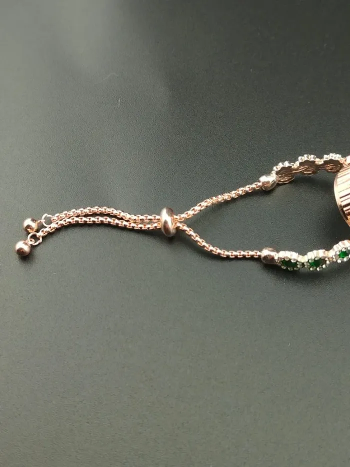 Montre bijou, verte & dorée, ajustable - photo numéro 3