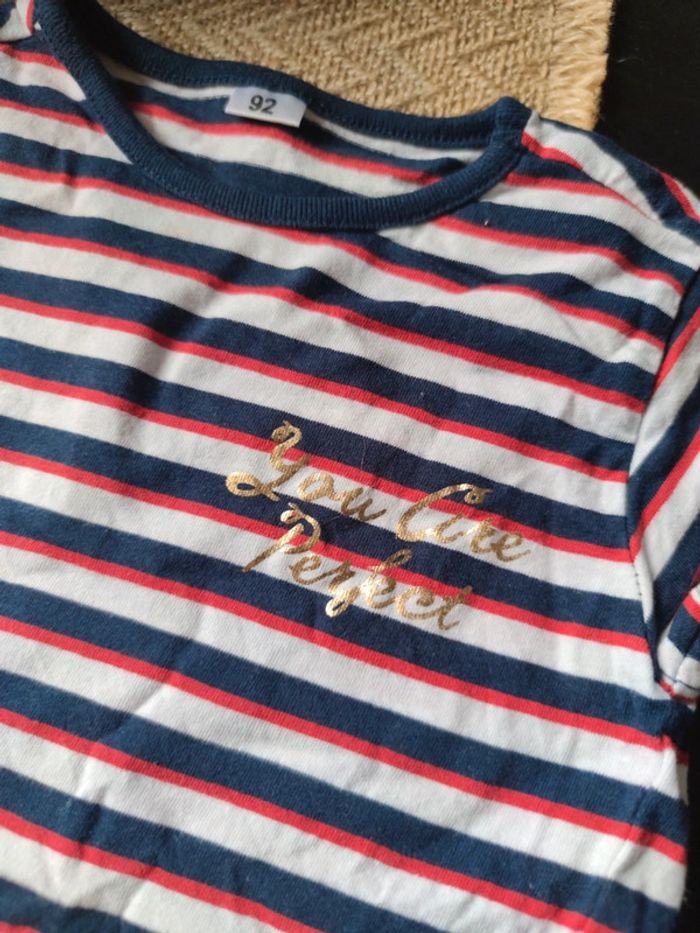 Tee shirt rayé bleu marine/blanc/rouge - photo numéro 2