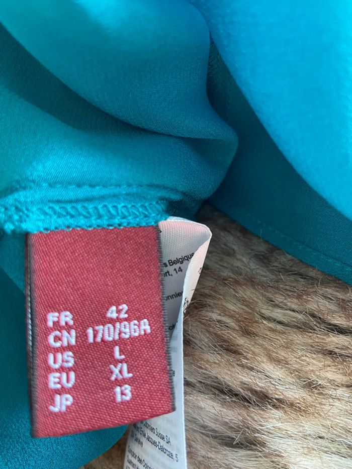 Top neuf fines bretelles en soie bleu turquoise/vert Comptoir des Cotonniers taille 42 - photo numéro 14