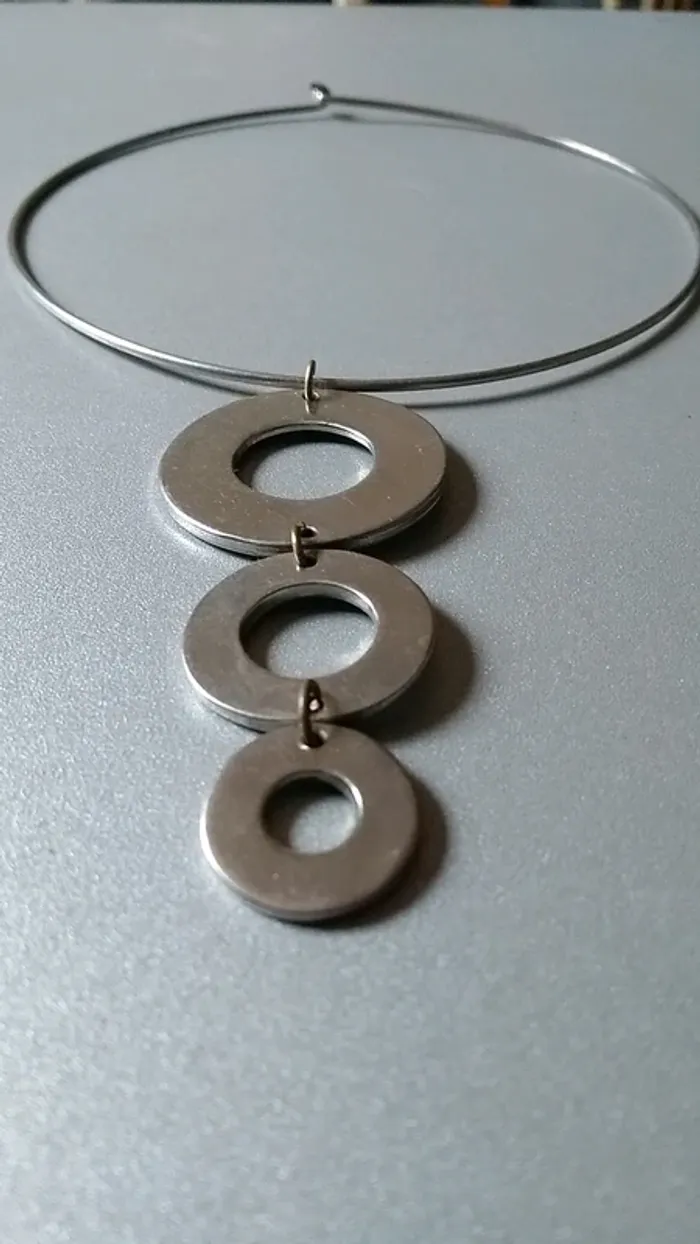 Collier métal cercles ras de cou - photo numéro 3