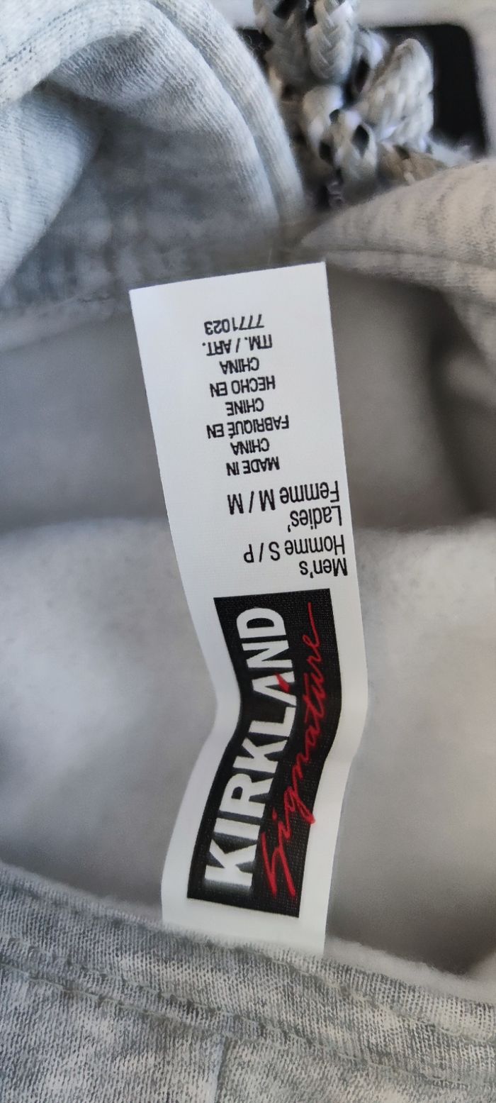 Sweat à capuche gris Kirkland S/M neuf avec étiquette mixte - photo numéro 7