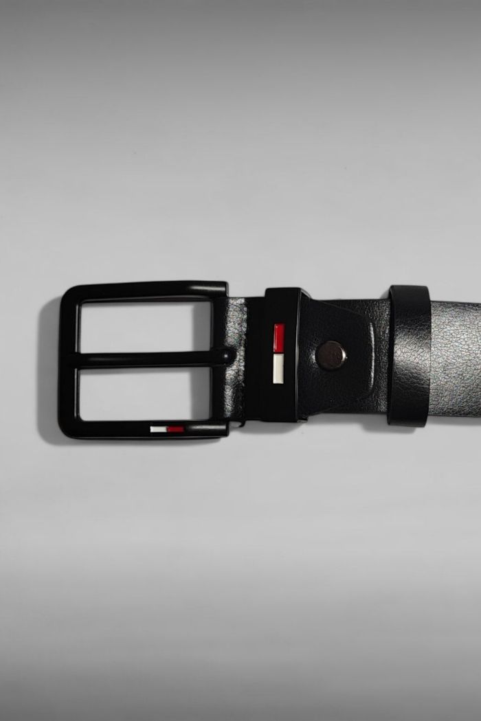 Ceinture cuir noir Boucle acier noire 120CM - photo numéro 2
