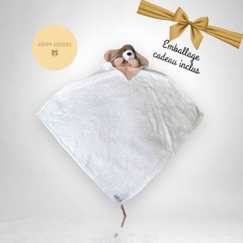 Doudou Carré grand Chien rose et blanc Kallubaby DP88