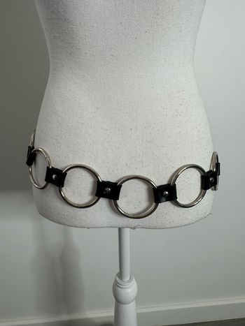 Ceinture anneaux noire et argentée Vintage 120cm
