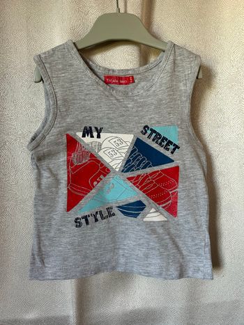 T-shirt gris sans manche 6 ans Tissaia