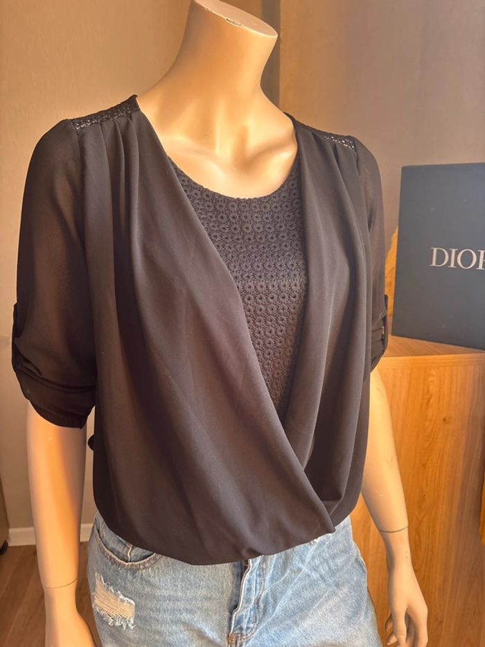 Chemisier noir dentelle - photo numéro 2