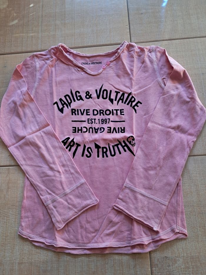 Tee shirt à manches longues rose Zadig et Voltaire 8 ans - photo numéro 1