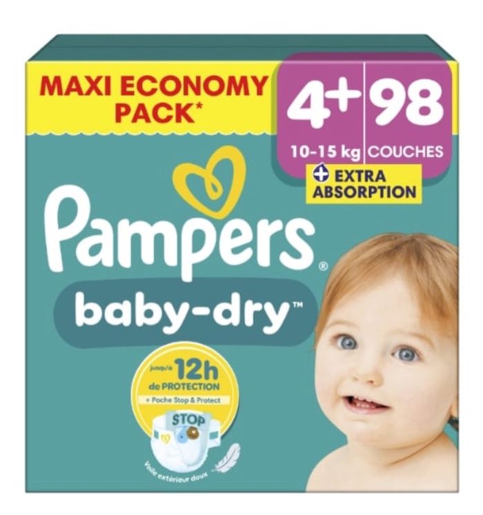 Couches Pampers baby dry 4+