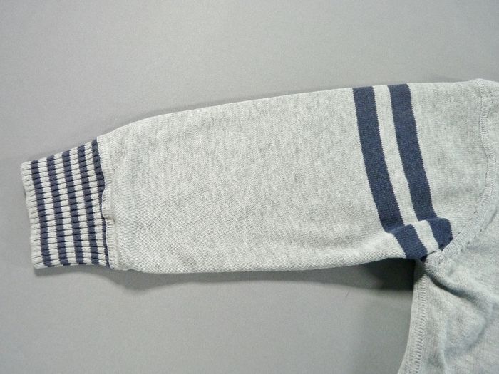 Gilet cardigan zippé tricot fin doublé jersey gris bleu rayé écusson Name It 2 – 3 ans 98 cm garçon - photo numéro 4