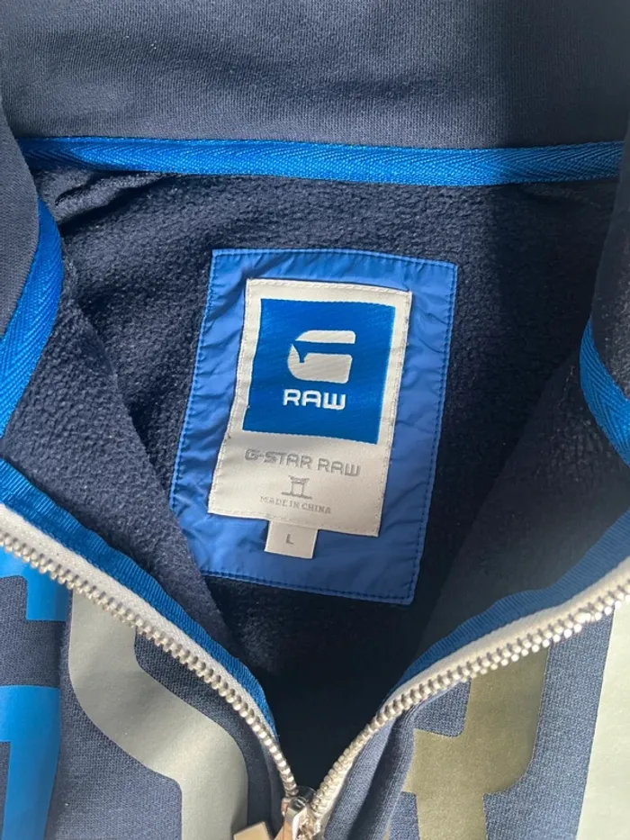 🧥 Gilet à capuche G-STAR bleu marine – Taille L, confort et style urbain - photo numéro 4