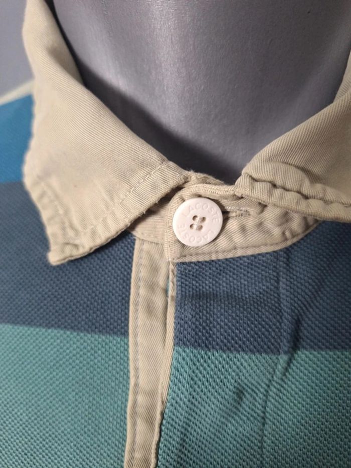 Polo lacoste manche longue multicolore - taille L homme brodé (373) - photo numéro 5