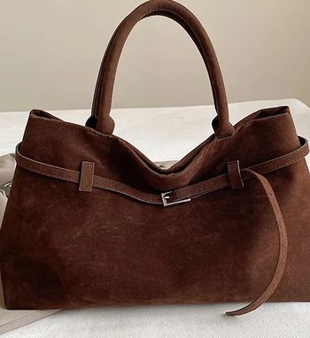 Sac fourre-tout en flanelle marron tendance