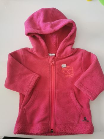Polaire à capuche rose 6/9mois domyos
