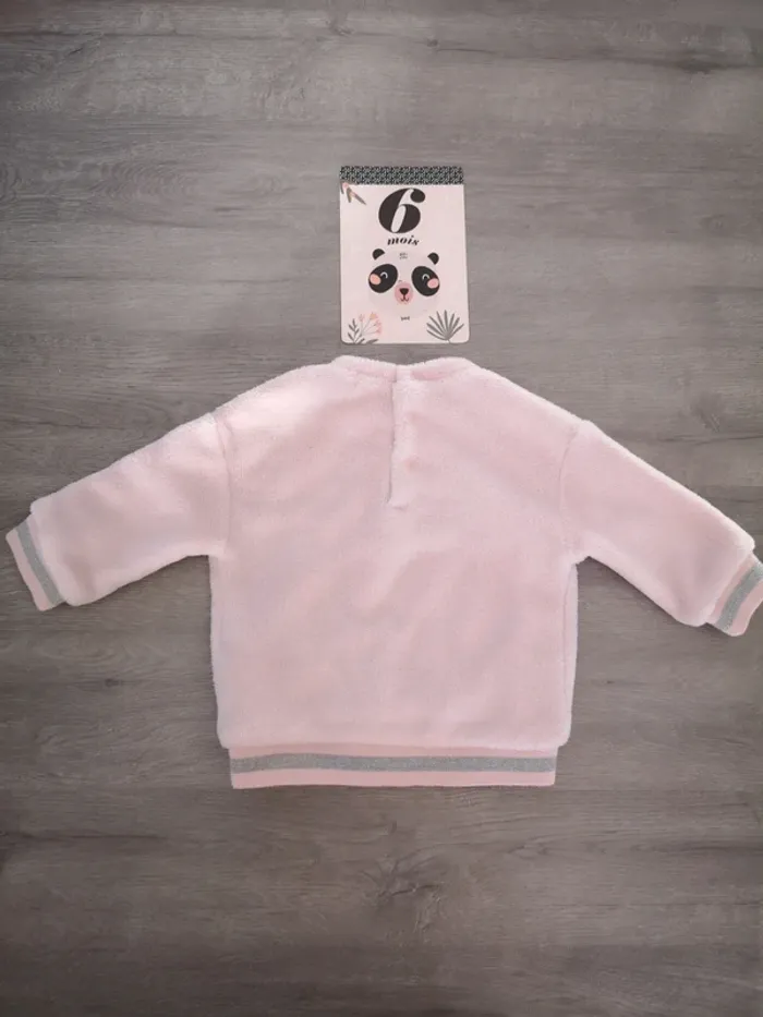 Sweat pilou pilou tout doux rose pale - photo numéro 5