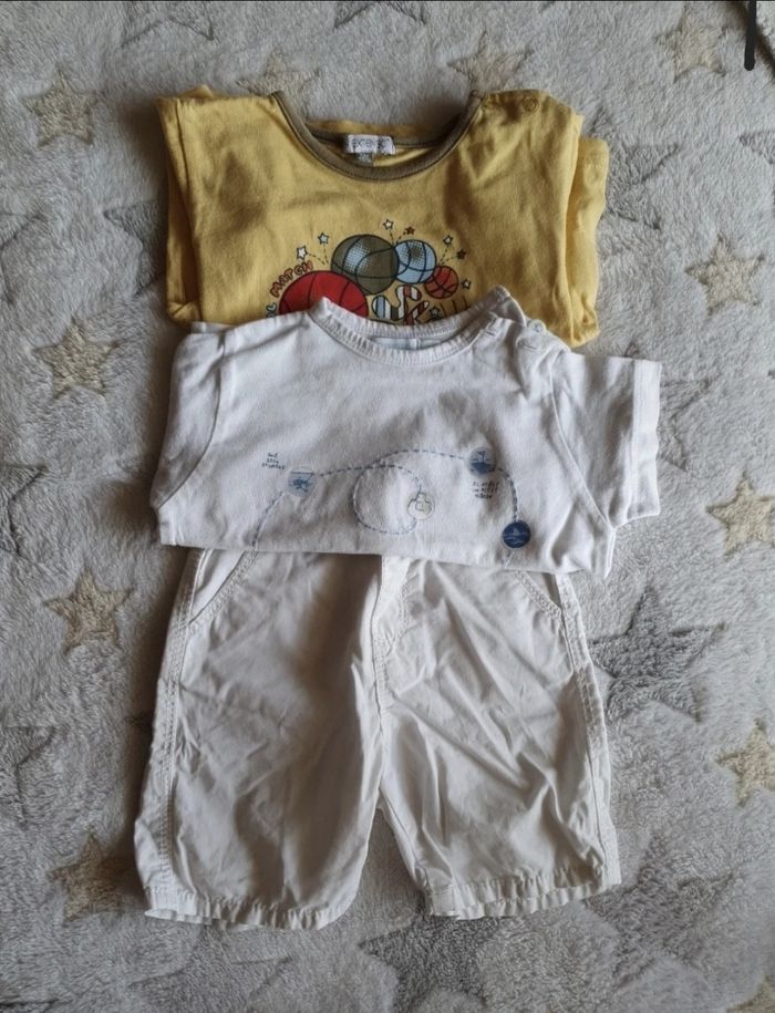 Short et tee shirt Manche  courte blanc et jaune - photo numéro 2