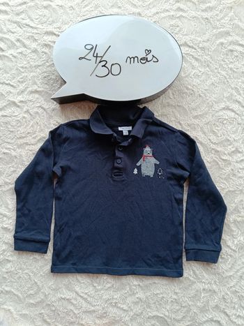 Polo tee shirt chemise manches longues Garçon 24/30 mois Ours Fagottino 100% coton