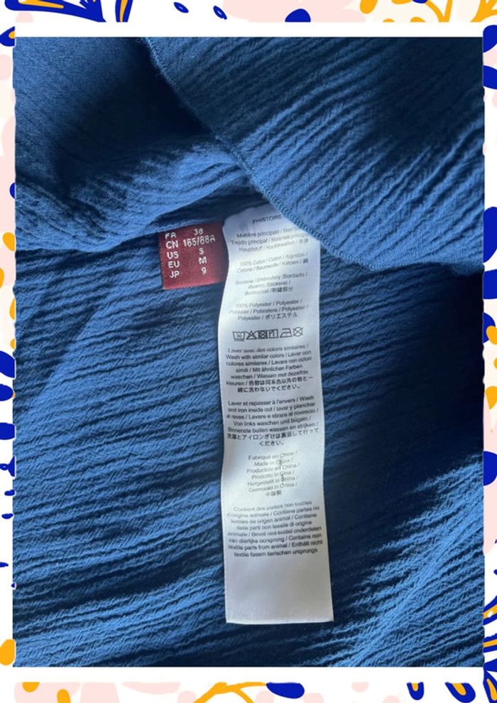 Blouse bleue brodée Comptoir des Cotonniers – Taille M – Élégante & légère - photo numéro 5