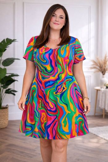 Robe vertige psychédélique hypnotique multicolore Femme Taille 54  marque Boohoo 💍 