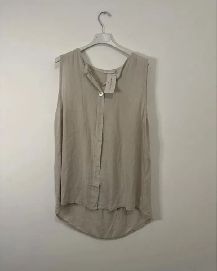 Blouse Femme Sans Manches – Gris Clair – Grande Taille 50