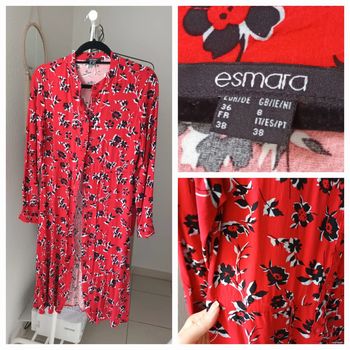 Jolie robe longue rouge fleurie taille 36 neuve sans étiquette 🏷