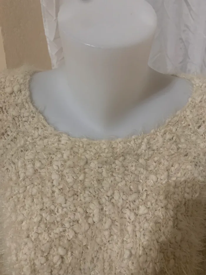 Pull Love Look taille 38-40 très doux blanc cassé brillant tres bon état - photo numéro 5