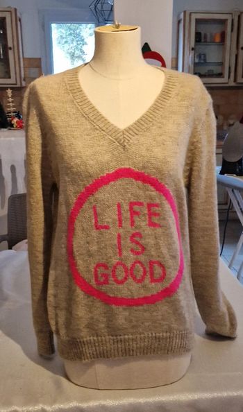 Pull Luck & Cie beige et rose neuf avec étiquette